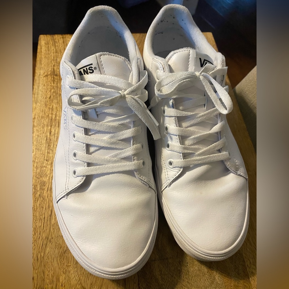 Men’s White Leather Vans 11.5 GUC